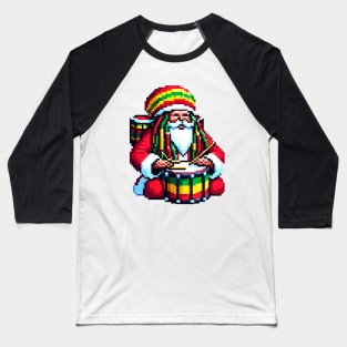 Reggae Santa Beats - Tropical Christmas Pixel Art Baseball T-Shirt